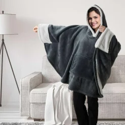 Sweat plaid à capuche intérieur Sherpa gris foncé