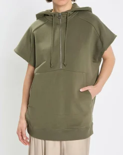 Sweat sans manches à capuche kaki