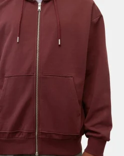 Sweat zippé à capuche 100% Coton Bio bordeaux