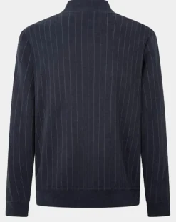 Sweat zippé à rayures bleu nuit