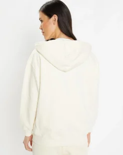 Sweat zippé en Coton bio Mathalie à capuche écru