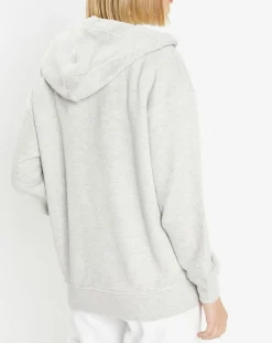 Sweat zippé en Coton bio Mathalie à capuche gris chiné