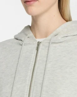 Sweat zippé en Coton bio Mathalie à capuche gris chiné
