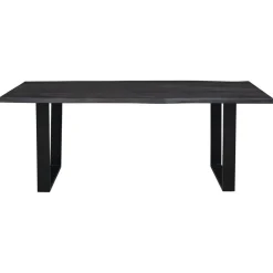 Table à dîner en acacia massif et métal black forest noire - 240x100x76 cm