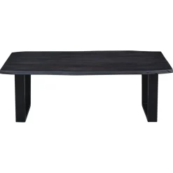Table à dîner en acacia massif et métal black forest noire - 240x100x76 cm