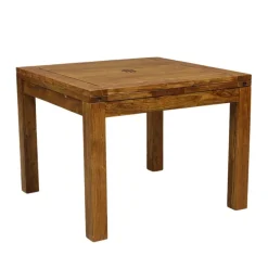 Table à manger carréé allonge 100 Acacia Gordon Marron - 100x100x78 cm