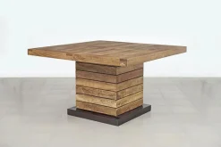 Table à manger carrée - Rallonge centrale Naturel - 130x130x76 cm
