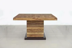 Table à manger carrée - Rallonge centrale Naturel - 130x130x76 cm