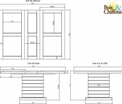 Table à manger carrée - Rallonge centrale Naturel - 130x130x76 cm