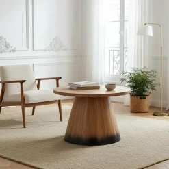 Table basse bois ronde 70 cm Acacia Dimona Naturel - 70x70x40 cm