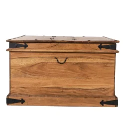 Table basse coffre carrée en acacia massif Naturel - 85x85x50 cm