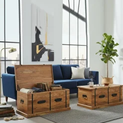 Table basse coffre rectangulaire en acacia massif Marron - 100x55x45 cm