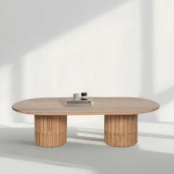 Table basse ovale Chêne Dalta Marron - 152x76x42 cm