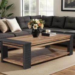 Table basse rectangulaire Acacia Moon Naturel - 130x70x40 cm