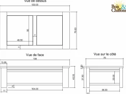 Table basse rectangulaire Acacia Moon Naturel - 130x70x40 cm