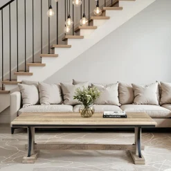 Table basse rectangulaire Manguier Pondicherry Beige - 130x65x40 cm