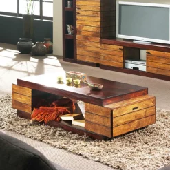 Table basse rectangulaire bois bicolore Manguier Herods Naturel - 135x75x42 cm