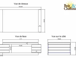 Table basse rectangulaire bois bicolore Manguier Herods Naturel - 135x75x42 cm