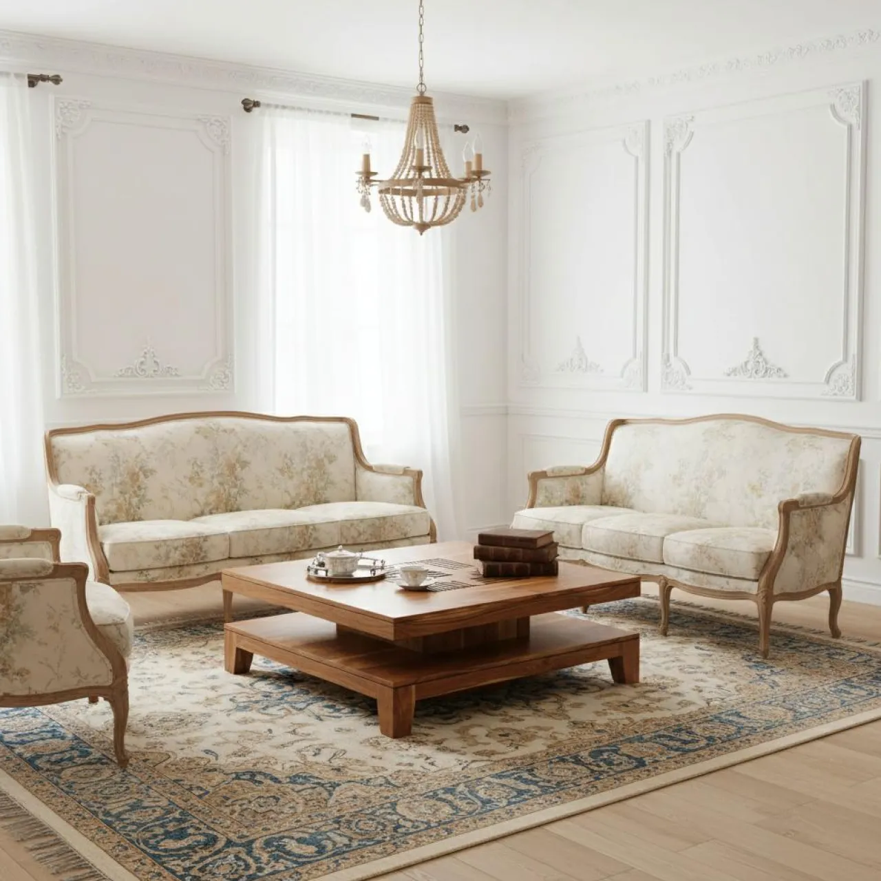 Table basse 110x110 cm Acacia Kavish II Marron - 110x110x40 cm