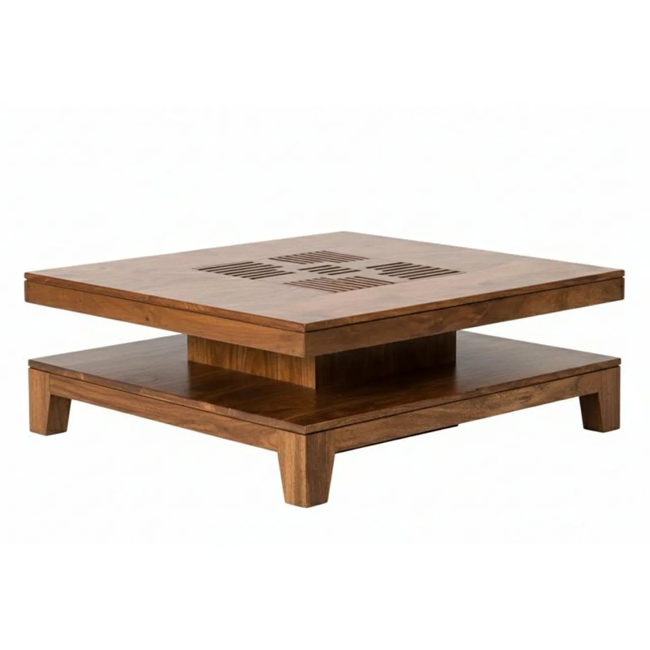 Table basse 110x110 cm Acacia Kavish II Marron - 110x110x40 cm