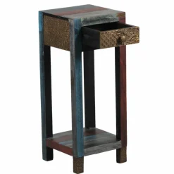 Table d'appoint 1 tiroir Manguier Pushkar Naturel - 30x30x75 cm