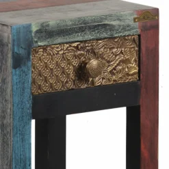 Table d'appoint 1 tiroir Manguier Pushkar Naturel - 30x30x75 cm