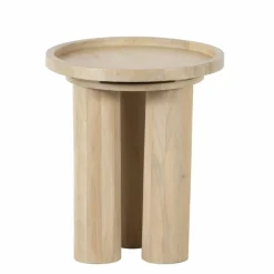 Table d'appoint ronde pour canapé Mango Barloo Beige - 43x41x51 cm