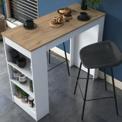 Table de bar ja103 noyer/blanc - 120x100x50 cm