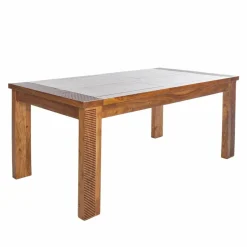 Table de repas rectangulaire bois strié 155 Acacia Verone Marron - 155x90x76 cm