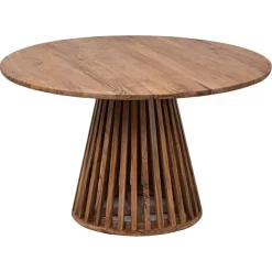 Table de repas ronde bois massif acacia kfir naturel ciré - D.130x76 cm