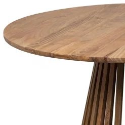 Table de repas ronde bois massif acacia kfir naturel ciré - D.130x76 cm