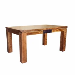 Table rectangulaire en bois sculpté bicolore 200/280 Acacia Maya Naturel - 200x100x78 cm