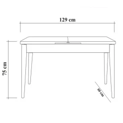 Table Vina 0701 noyer - 80x129x75cm