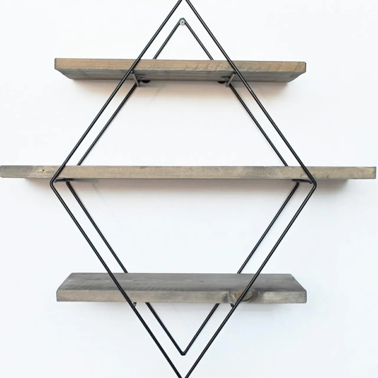 Étagère 3 étages losange noyer/noir - 62x42x15 cm