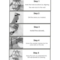 Étagère 3 étages losange noyer/noir - 62x42x15 cm