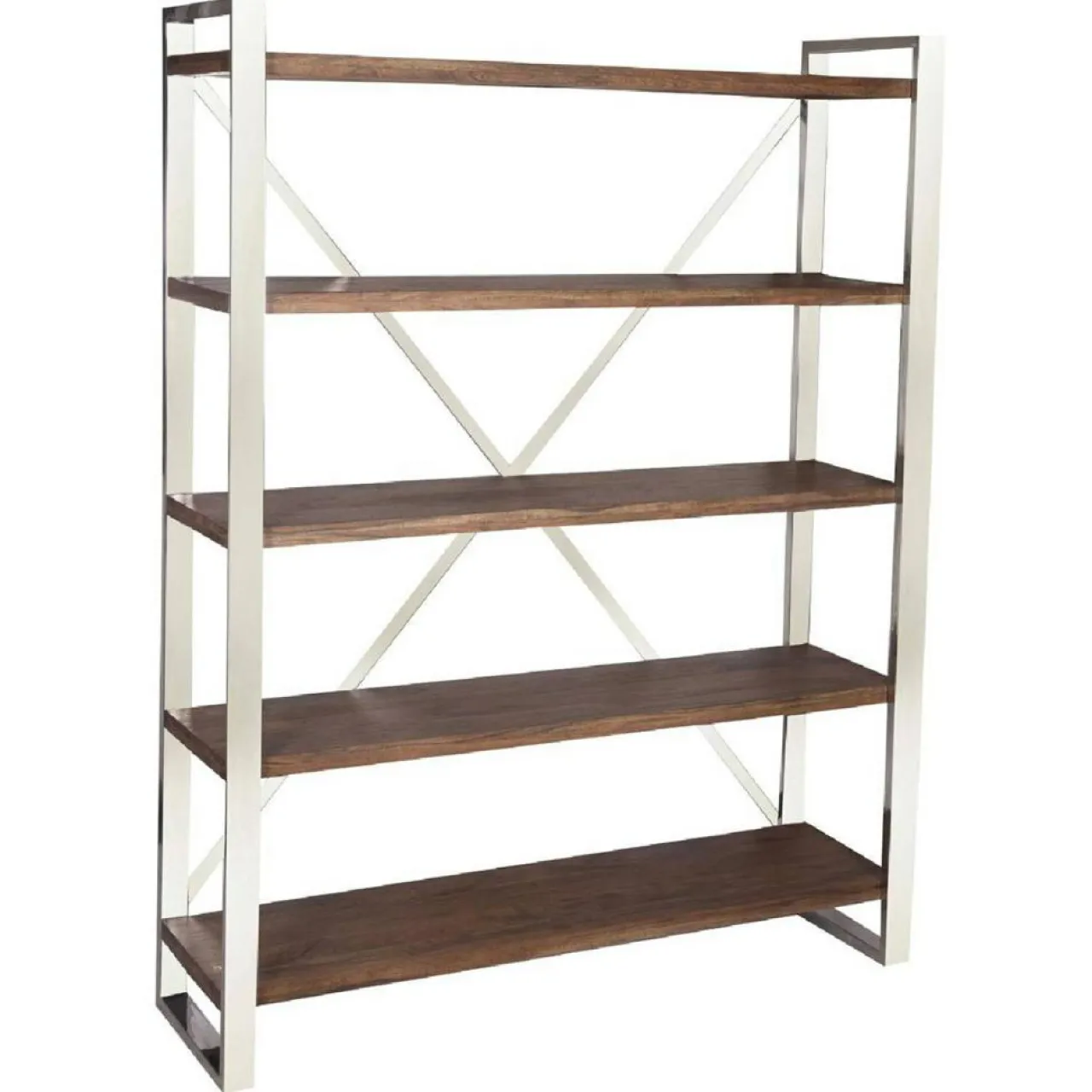 Étagère cross acacia stainless marron - 140x42x181 cm