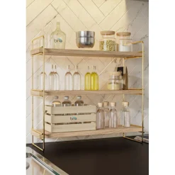 étagère doré/marron - 45x16x40 cm