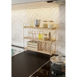 étagère doré/marron - 45x16x40 cm