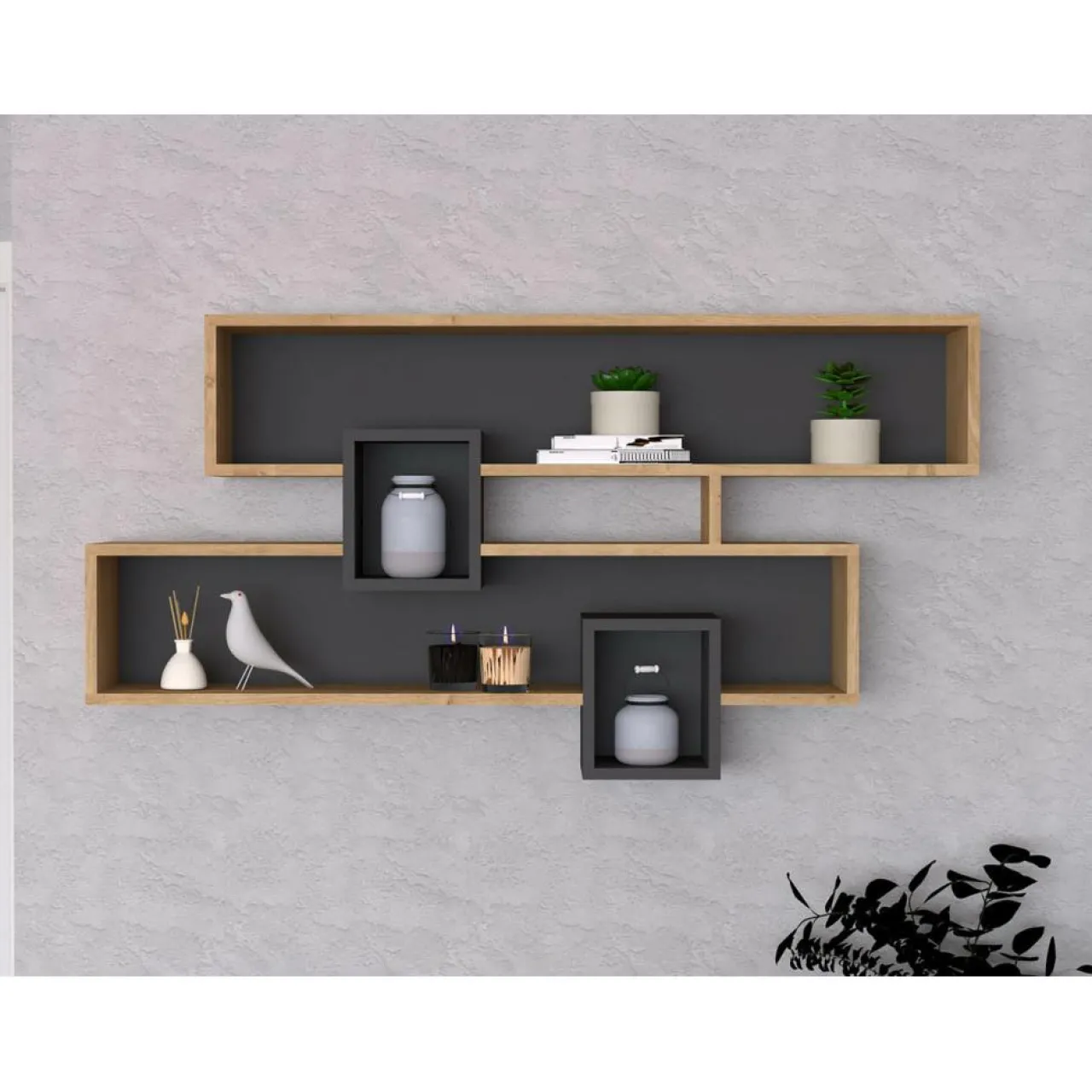 Étagère Karen saphir/anthracite - 120x22x72.2 cm