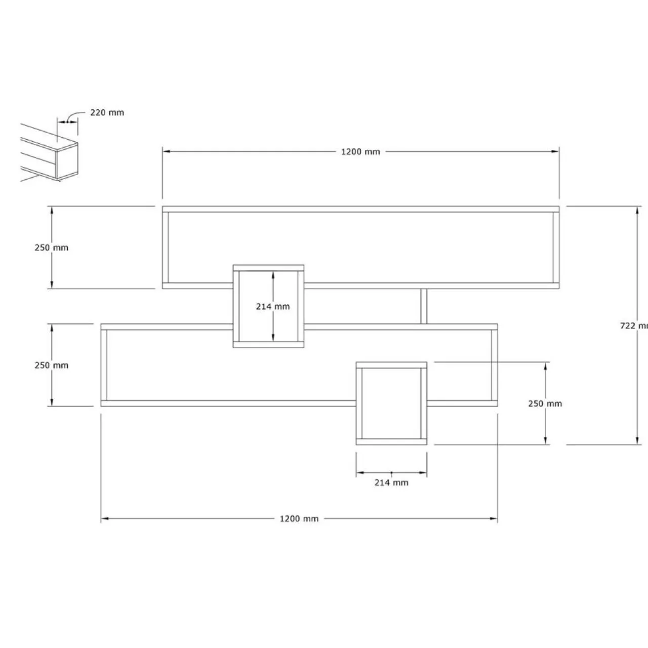 Étagère Karen saphir/anthracite - 120x22x72.2 cm