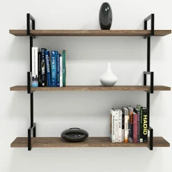 Étagère murale Uras noyer - 90x76x22,5 cm