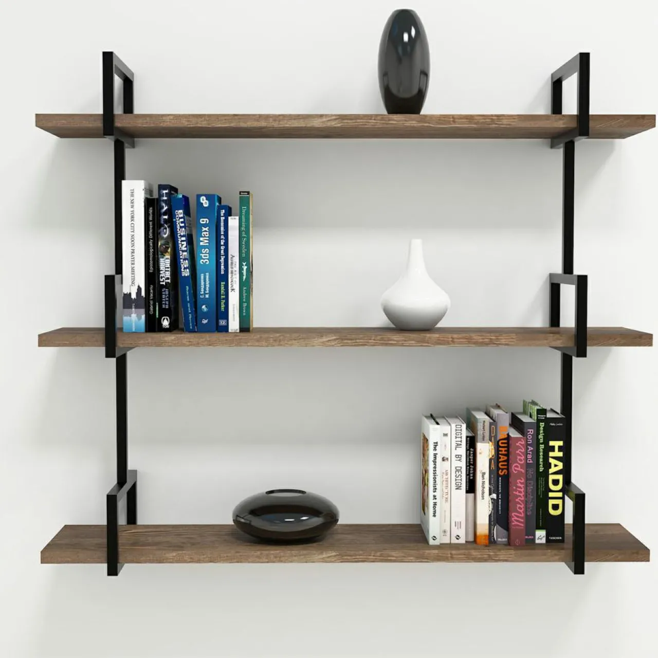 Étagère murale Uras noyer - 90x76x22,5 cm