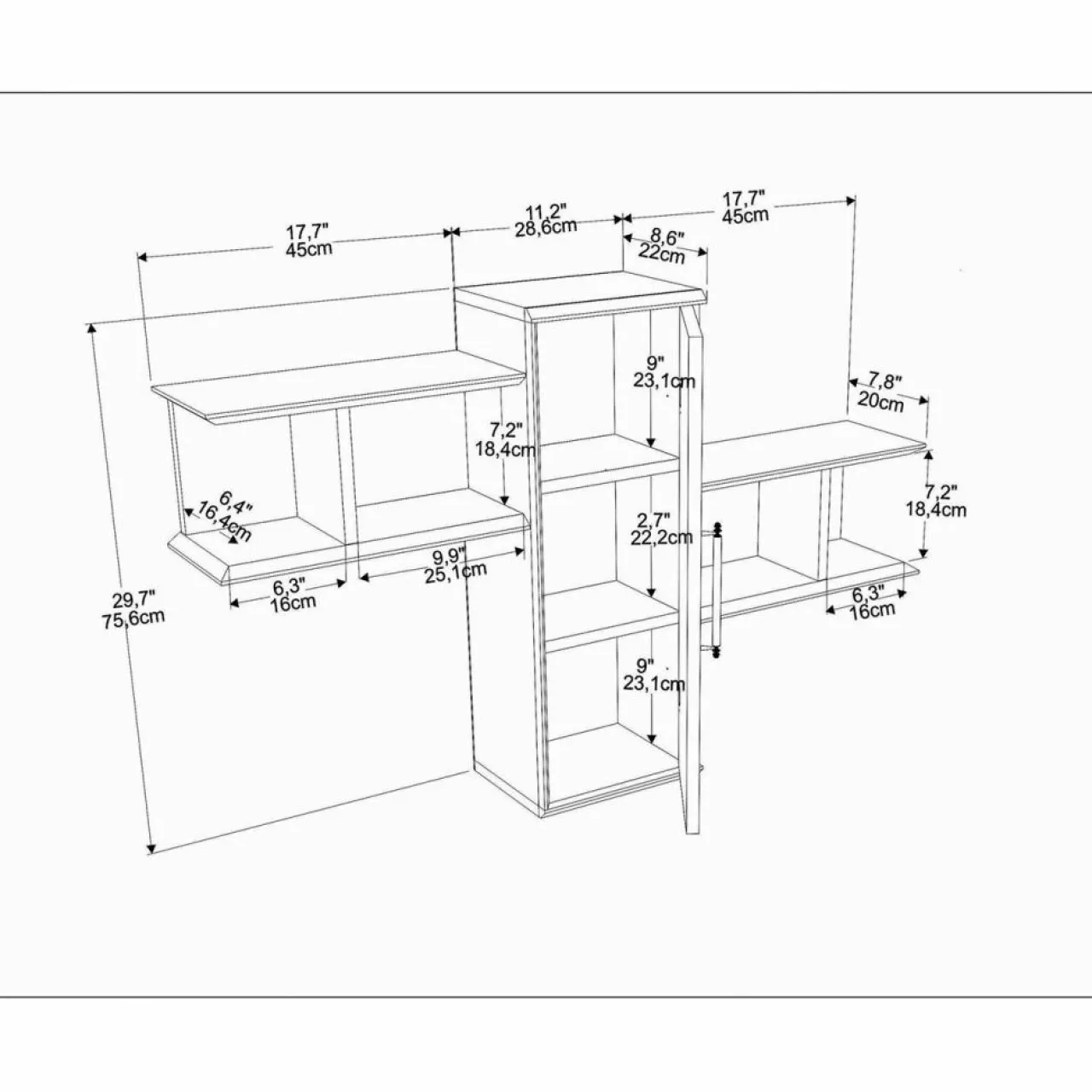 Étagère Olida-Bendire noire - 118.6x35x51.8 cm