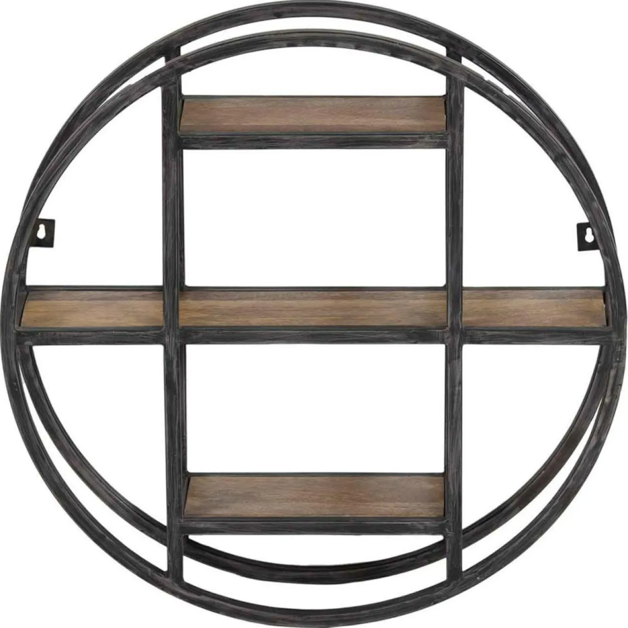 Étagère ronde murale manguier london marron - 60x15x60 cm