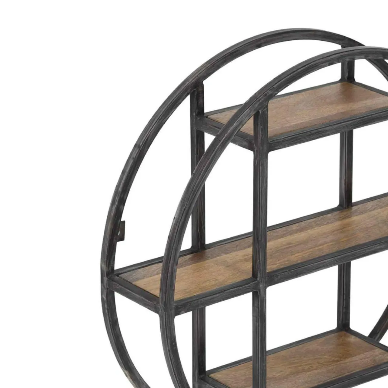 Étagère ronde murale manguier london marron - 60x15x60 cm