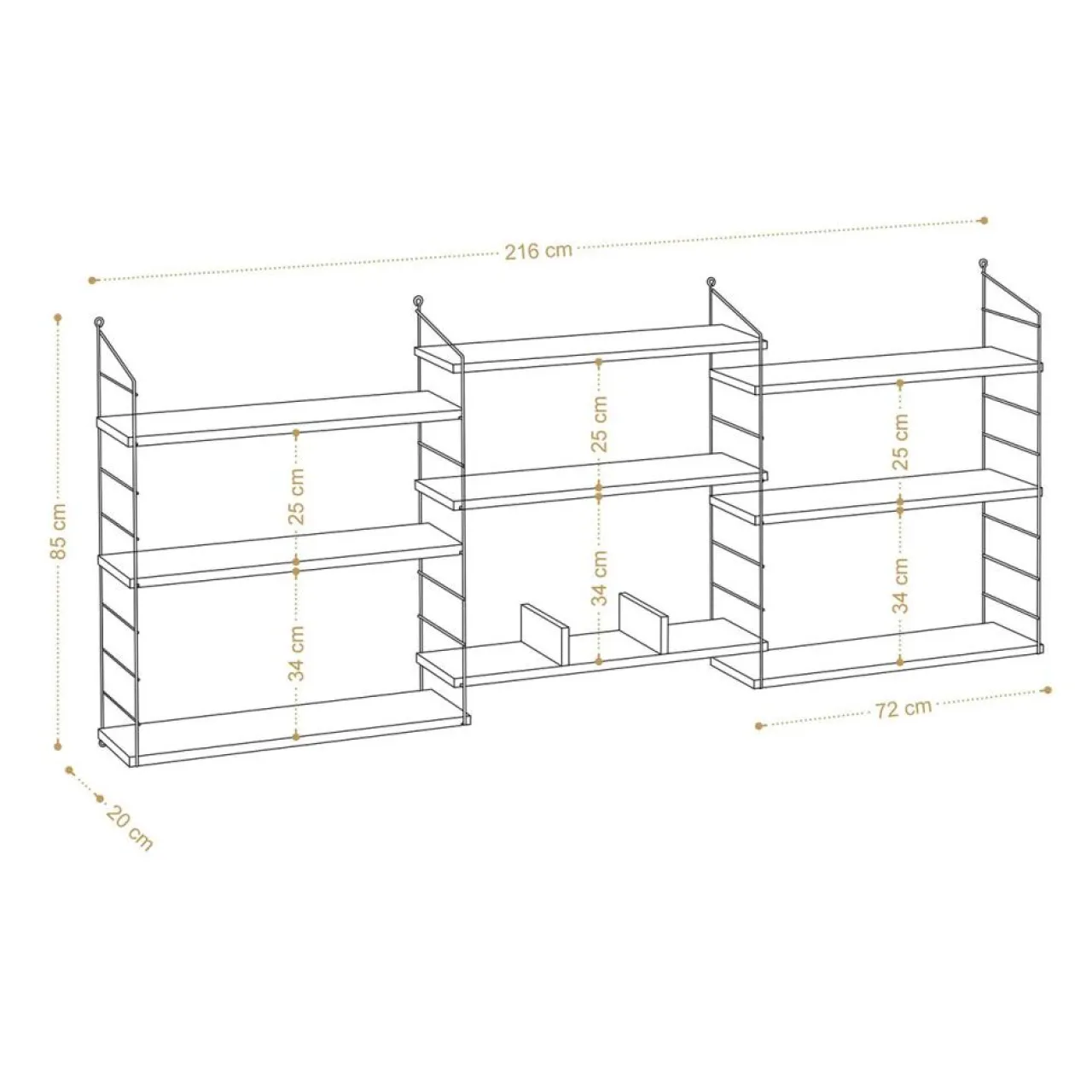 Étagères Laba chêne - 85x216x20 cm