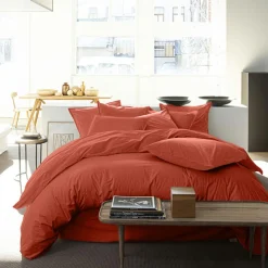 Taie D'oreiller 100% Percale de Coton terre de sienne