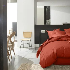 Taie D'oreiller 100% Percale de Coton terre de sienne