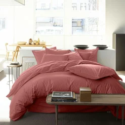 Taie D'oreiller 100% Percale de Coton vieux rose