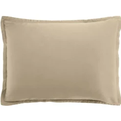 Taie d'oreiller avec volant satin de coton lavé beige